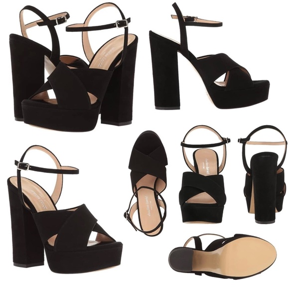Charles David Rima Black Suede Platform Dress Sandal Leather Block Heel Pumps 10 - Picture 2 of 12